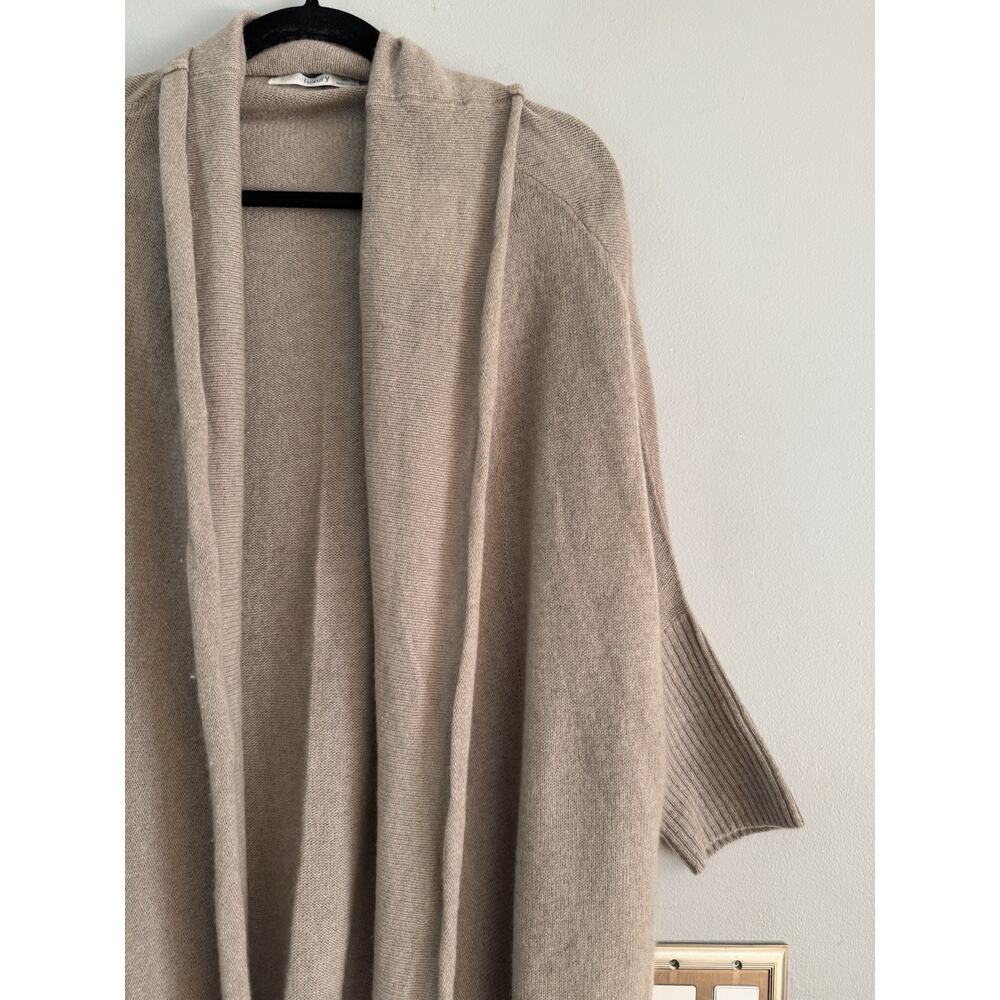 Subtle Luxury Cashmere Longline Cardigan Sweater Size Medium Large Beige - Picture 3 of 5